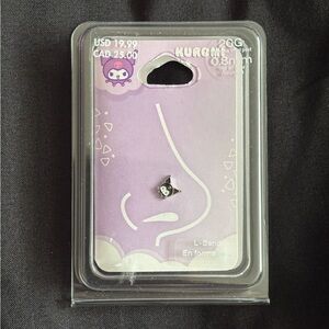 nwt kuromi sanrio L bend nose stud - never opened brand new 20g stainless steel